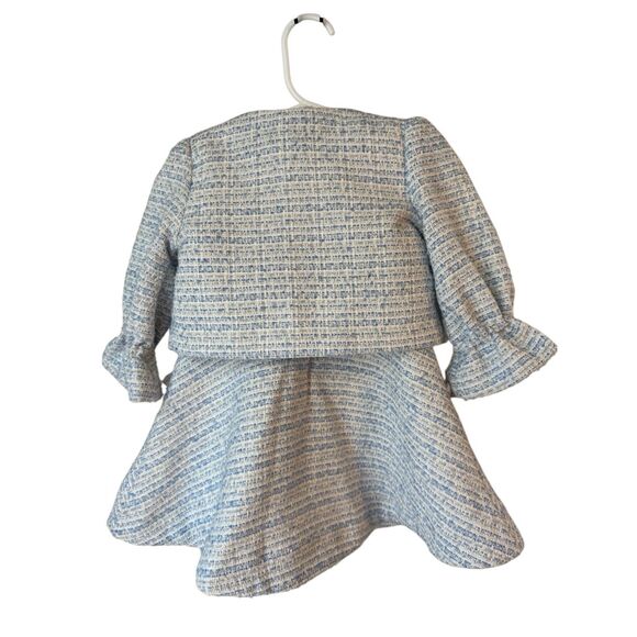 Janie And Jack 2pc Sky Blue Tweed Collared Dress Size 12-18 Months - Picture 7 of 12
